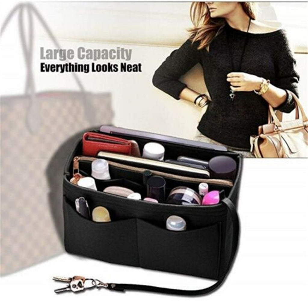 Women Ace Organizer Handbag Felt Travel Bag Insert Liner Makeup Organiser Pouch