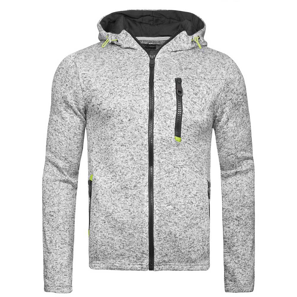 Mens Zipped Hoodie, Fleece Pullover Hooded With 2 Pockets, Sweatshirt Long Sleeve Jackets, Grey  Black