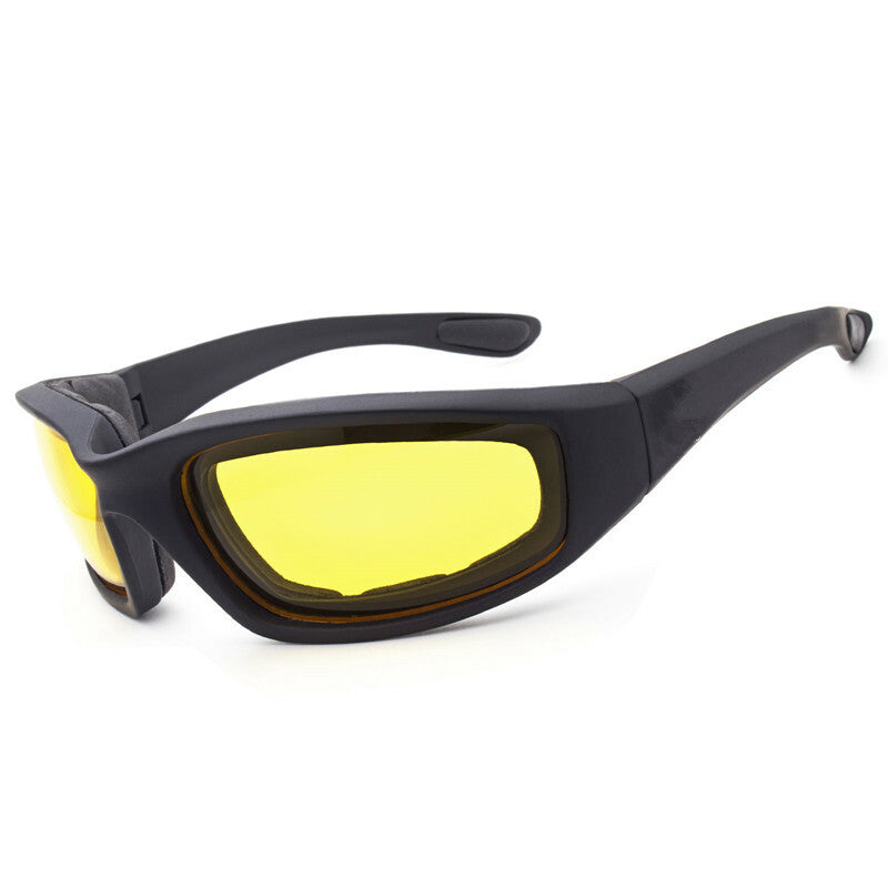 Cycling Sunglasses Chopper Outdoor Sports Glasses For Men Wrap Around UV400 Protection For Fishing Driving Glasses Wind Resistant Clear Yellow Gray Lens 3 Pack