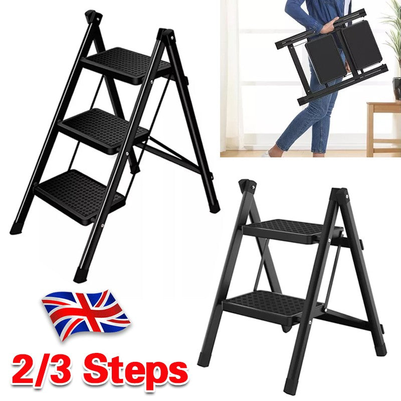 3 Step Ladder Folding Portable Compact Heavy Duty Anti-Slip Mat Stool
