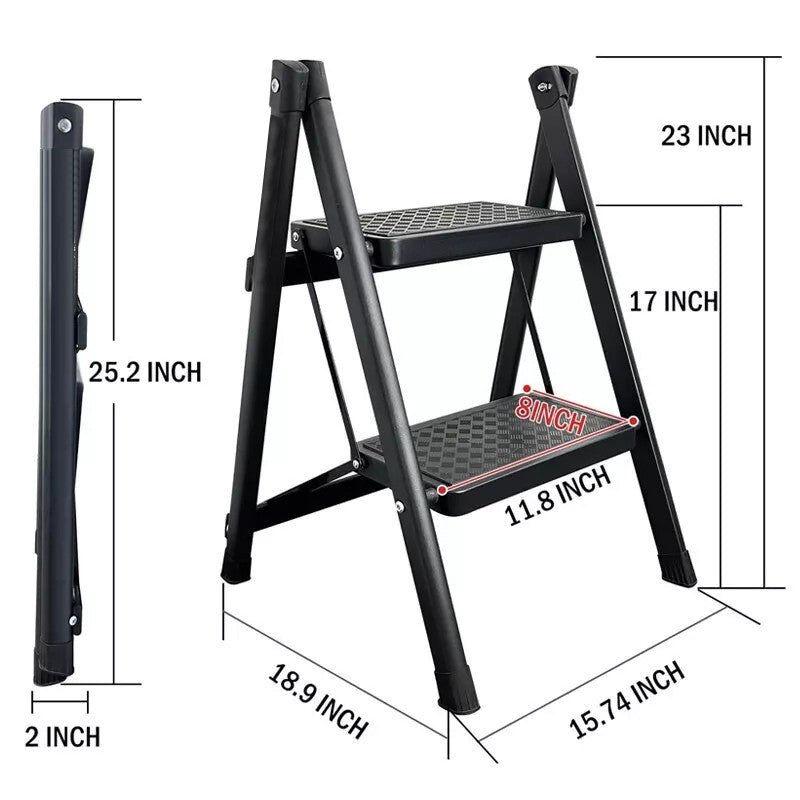 3 Step Ladder Folding Portable Compact Heavy Duty Anti-Slip Mat Stool