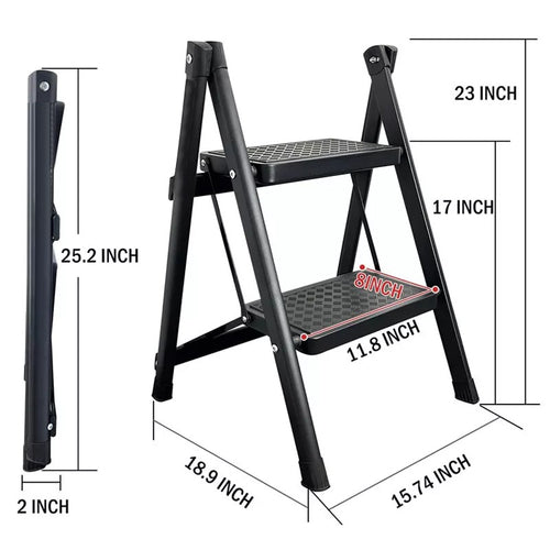 3 Step Ladder Folding Portable Compact Heavy Duty Anti-Slip Mat Stool