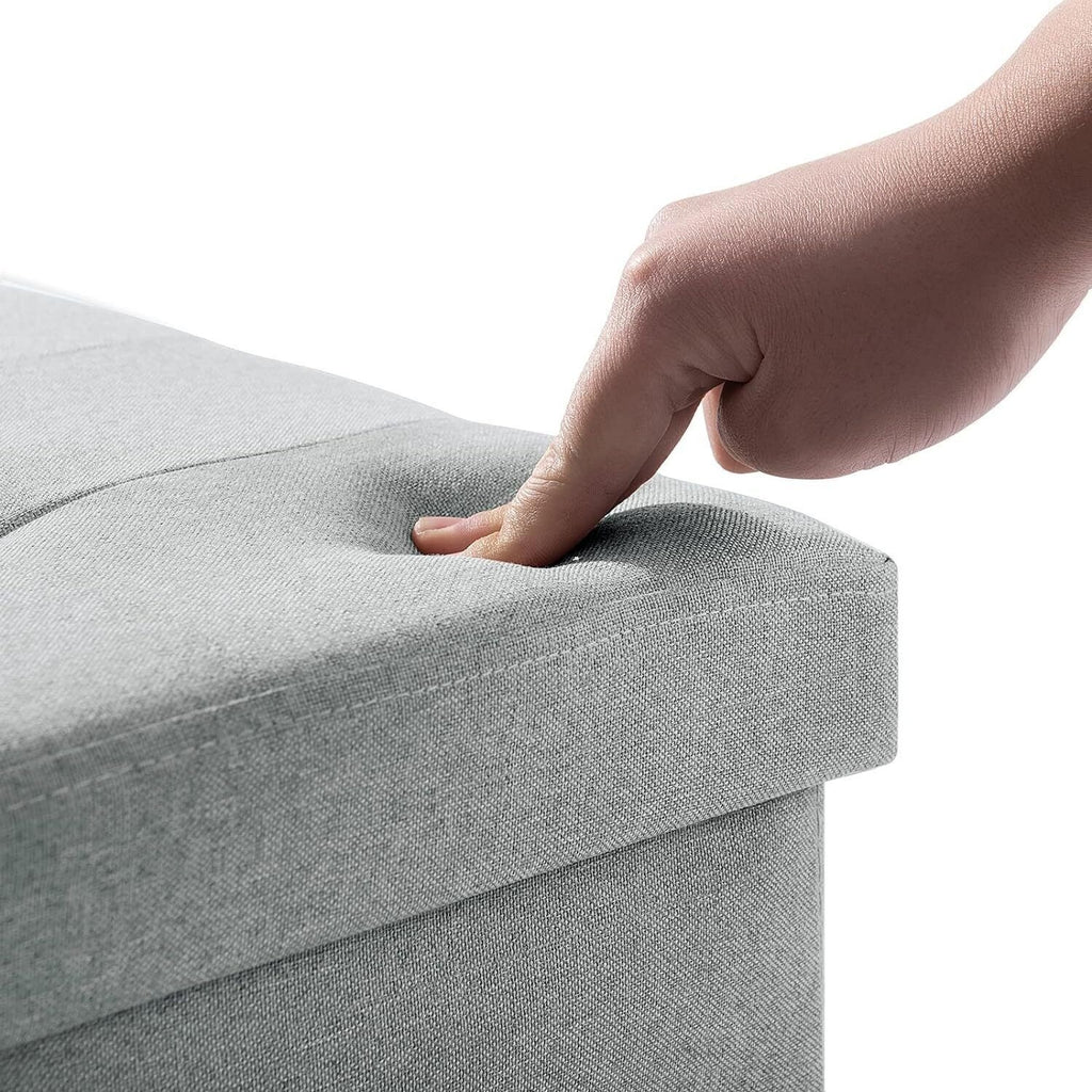 40x25x25cm Foldable Ottoman Storage Box With Padded Seat - Versatile Foot Stool, Toy Storage, And Home Bench Storage & Home Organization