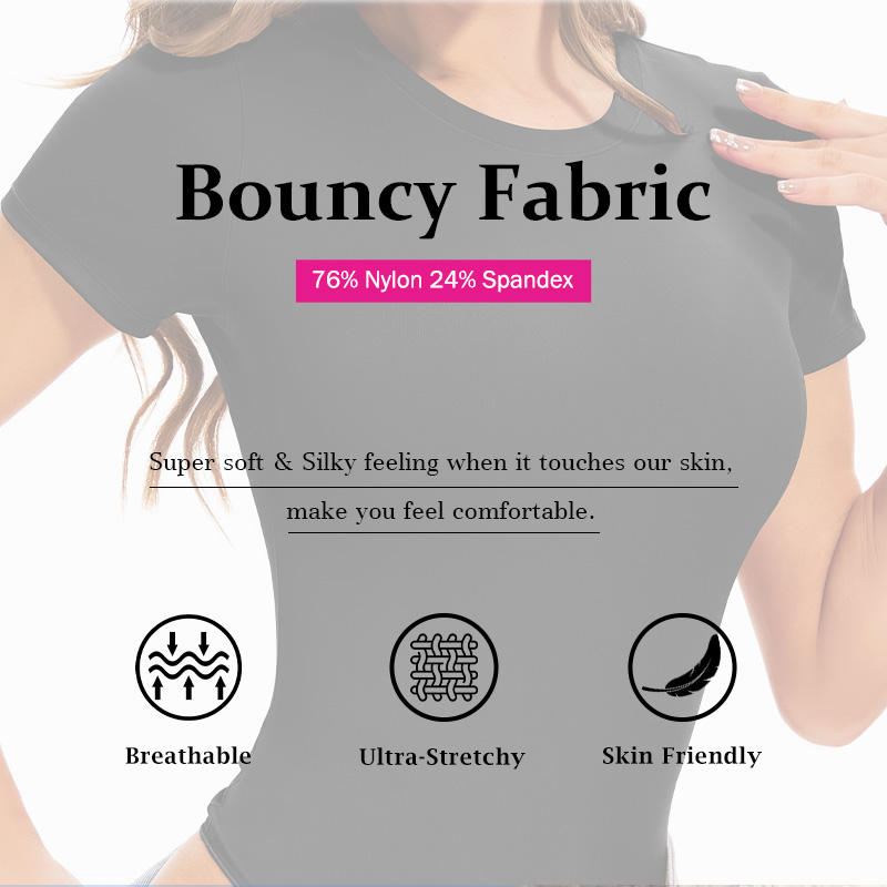 Bodysuit For Women, T Shirt Tops Second-skin Feel Recycle Shapewear Crew Neck Short Sleeve