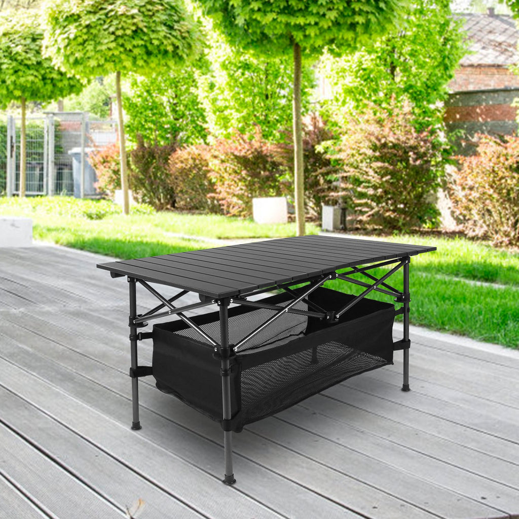 1Pc Folding Camping Table Portable Lightweight Aluminum Roll-up Picnic BBQ Desk With Carrying Bag For Outdoor Beach Backyard Party Patio