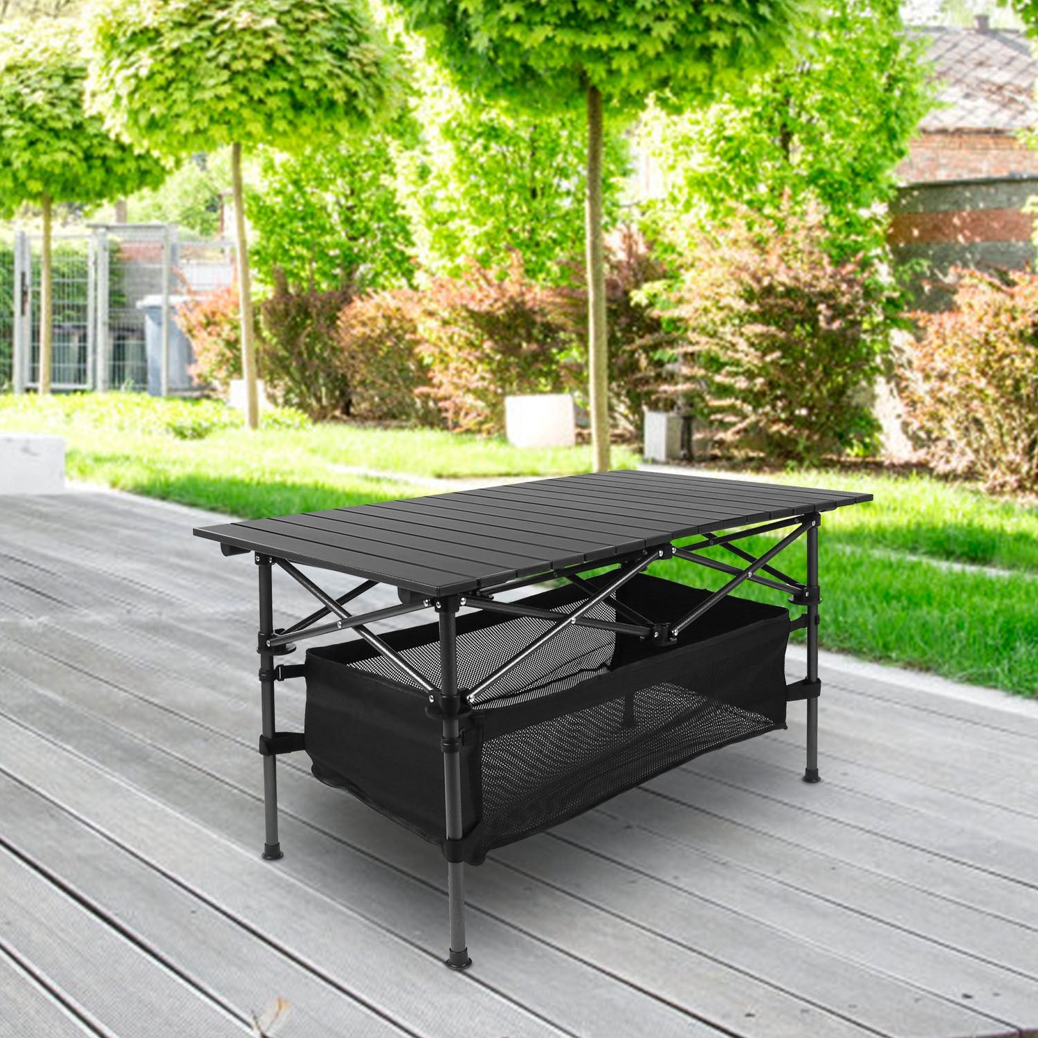 1Pc Folding Camping Table Portable Lightweight Aluminum Roll-up Picnic BBQ Desk With Carrying Bag For Outdoor Beach Backyard Party Patio