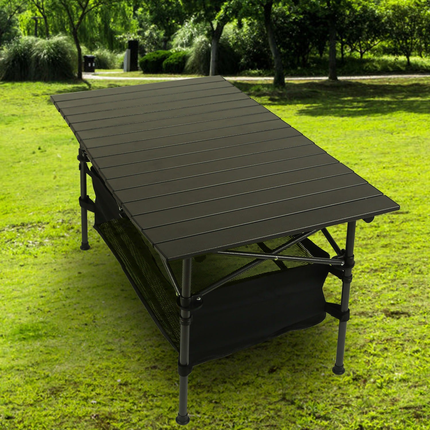 1Pc Folding Camping Table Portable Lightweight Aluminum Roll-up Picnic BBQ Desk With Carrying Bag For Outdoor Beach Backyard Party Patio
