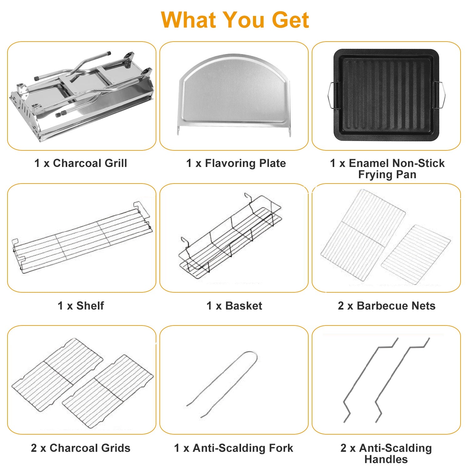 1Pc Foldable BBQ Grill Portable Charcoal Barbeque Grill Stainless Steel BBQ Grill For Picnic Camping Yard Cooking
