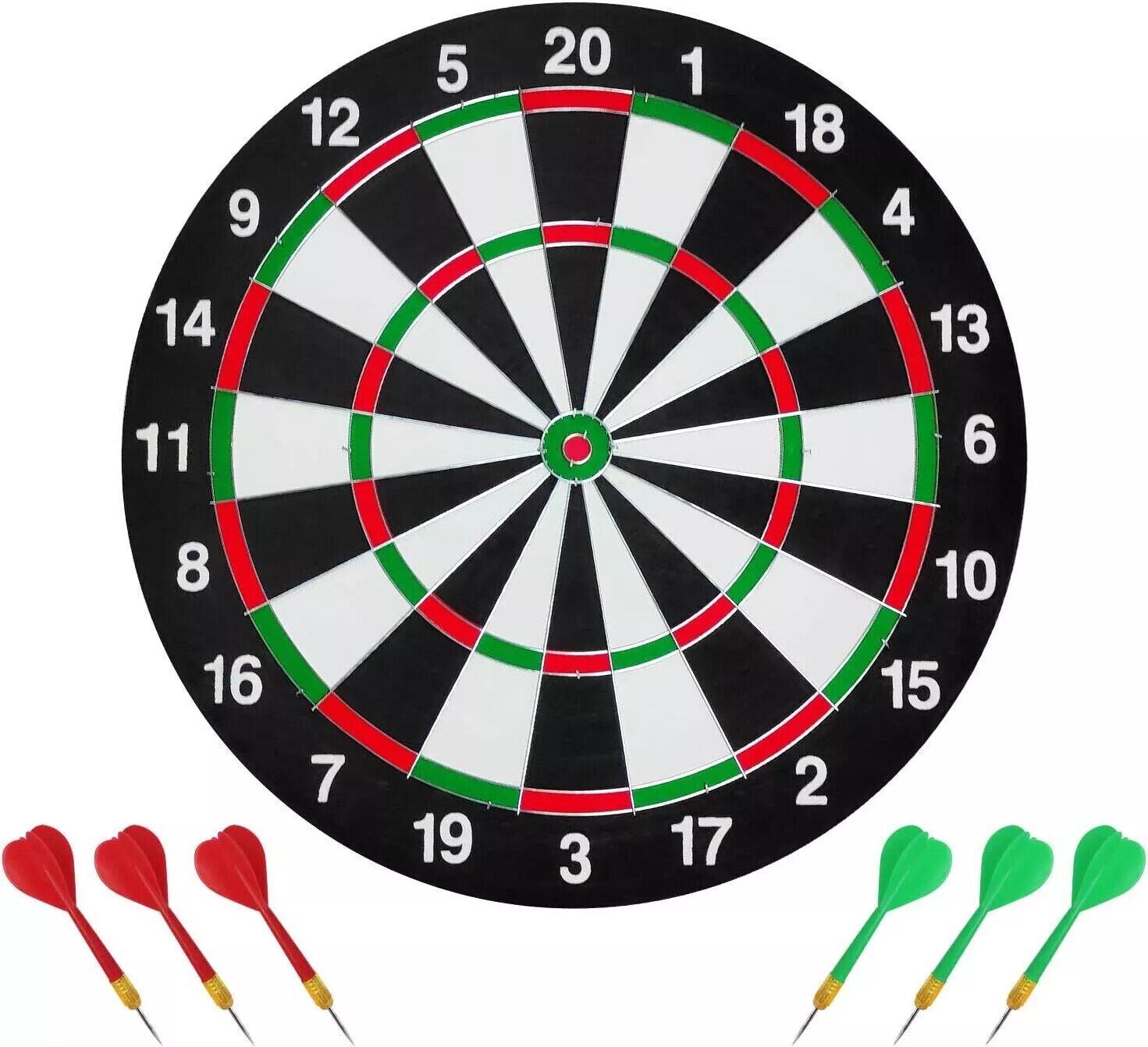 FULL SIZE 17 DARTBOARD SET 6 DARTS  FAMILY DART BOARD GAME ADULTS KIDS XMAS