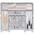 Adjustable 6-9 Compartment Kitchen Drawer Organiser For Large Capacity, Perfect Utensil Drawer Organiser, Cutlery Drawer Organiser, Cutlery Tray