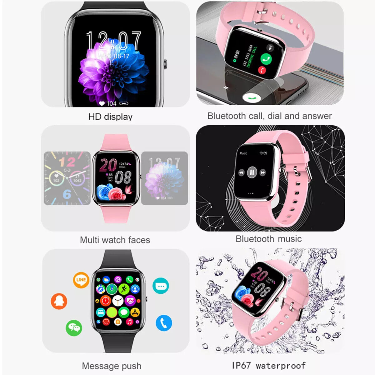 Smart Watch Men Women Fitness Tracker Blood Pressure Heart Rate Sport Watches UK