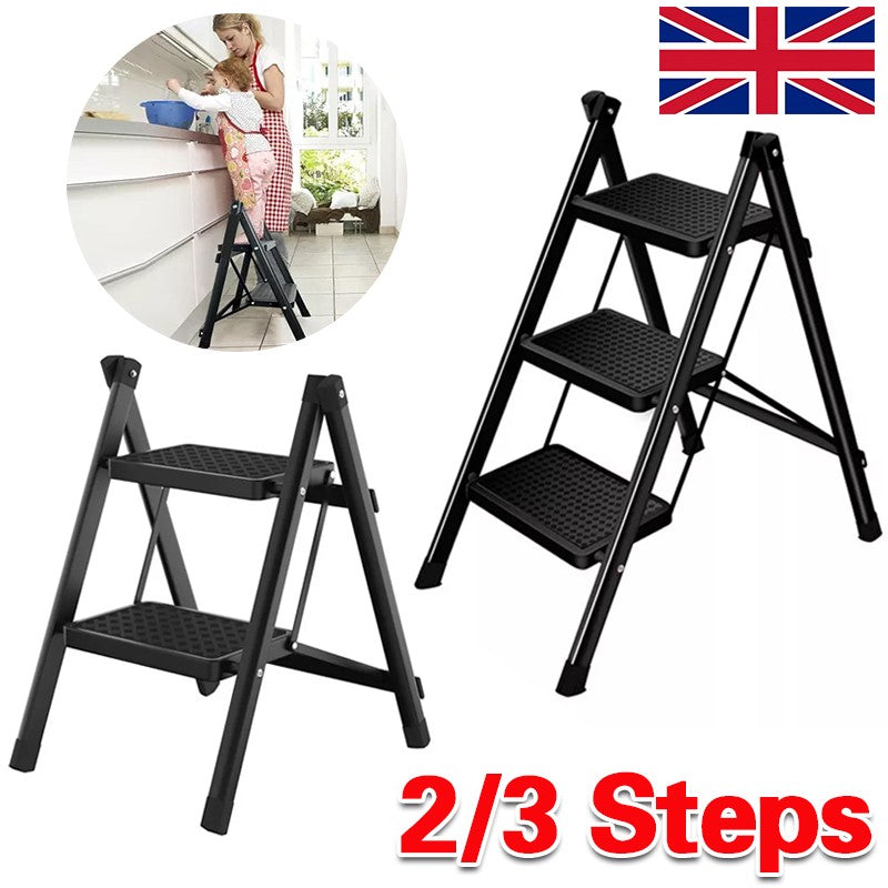 3 Step Ladder Folding Portable Compact Heavy Duty Anti-Slip Mat Stool