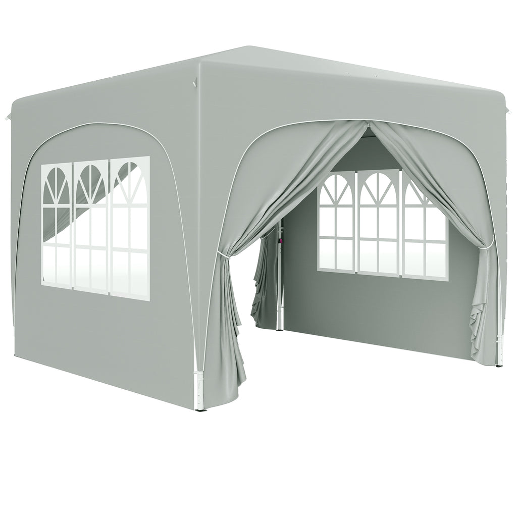 3 X 3m Pop-Up Gazebo Shelter, With Accessories - Light Grey