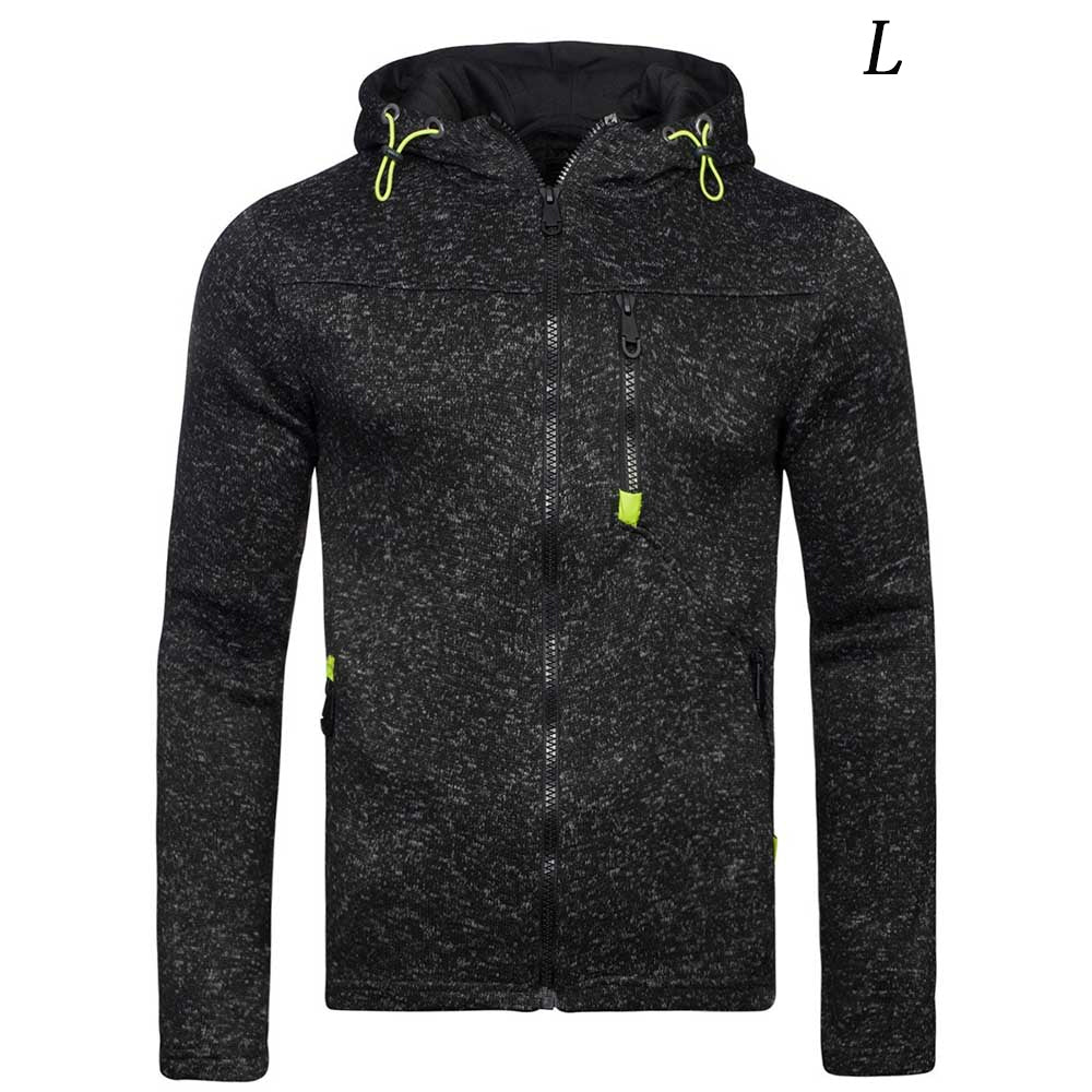 Mens Zipped Hoodie, Fleece Pullover Hooded With 2 Pockets, Sweatshirt Long Sleeve Jackets, Grey