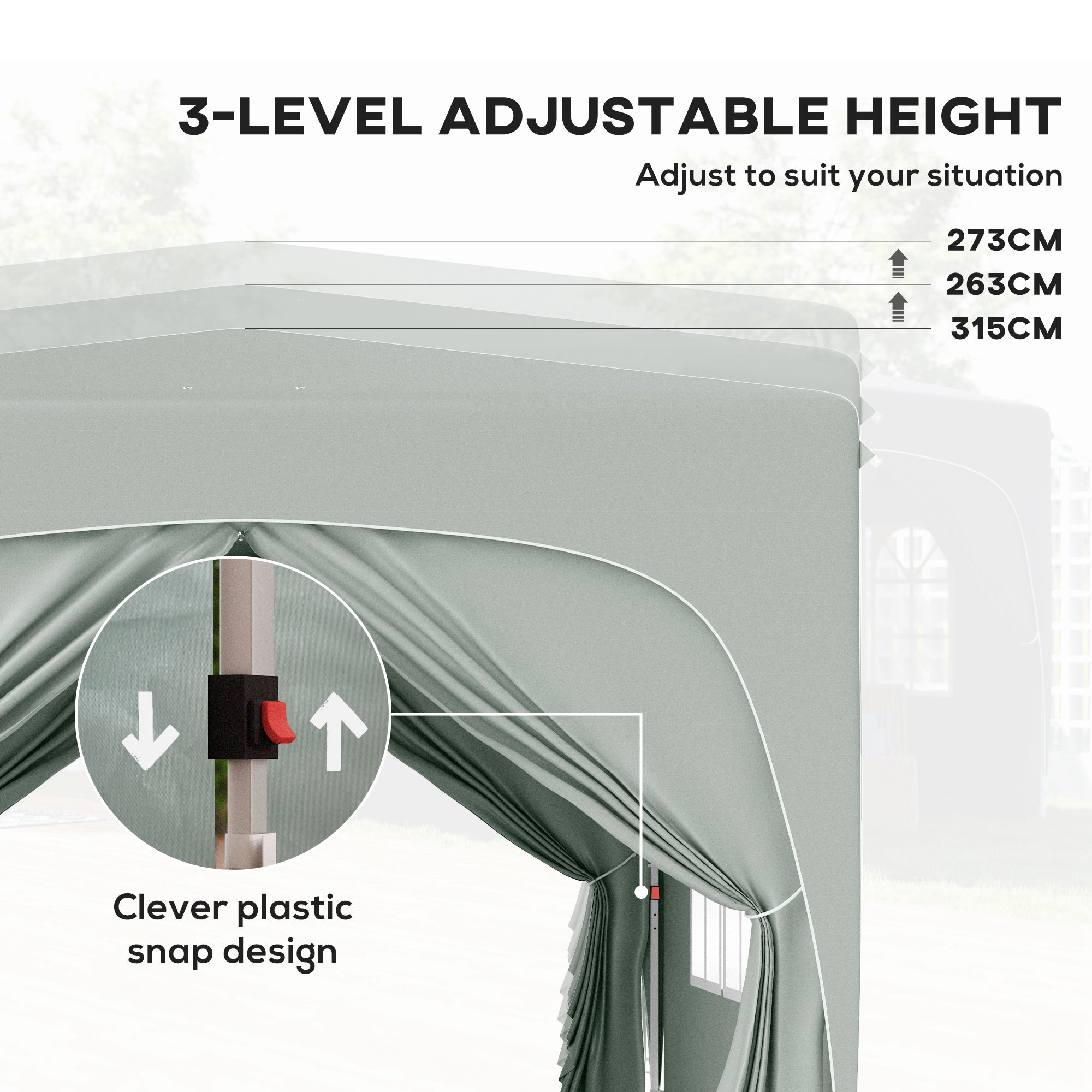 3 X 3m Pop-Up Gazebo Shelter, With Accessories - Light Grey
