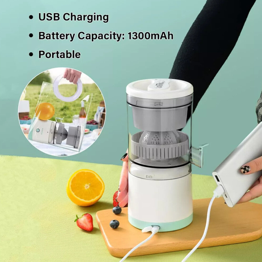 Electric USB Charging Juice Presser Squeezer Orange Lemon Watermelon Juicer UK