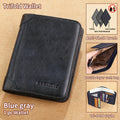 Mens Wallet Genuine Leather RFID Card Holders Cowhide Zip Coin Pocket Wallets For Men