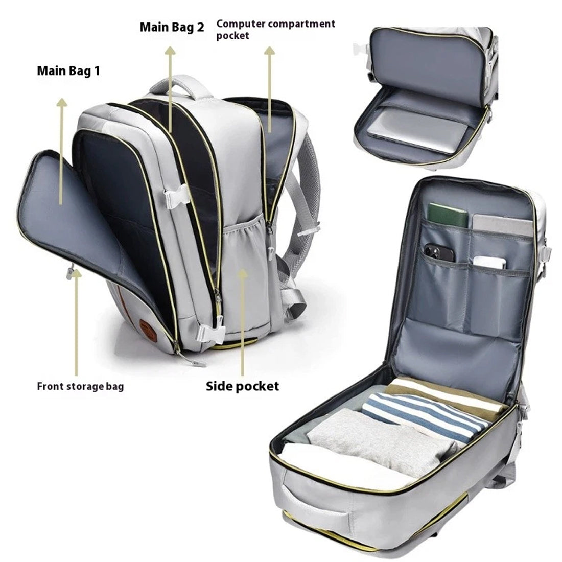NEW Cabin Flight Bag Backpack 42X28X21cm Travel Rucksack Overnight Carry On Luggage UK