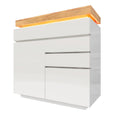 Chest Of Drawers, High-gloss Sideboard Cabinet With 2 Doors And 3 Drawers,Storage With RGB LED App-controlled, Multi-purpose Cabinet For Living Room And Bedroom, 115 X 110 X 39 Cm, White