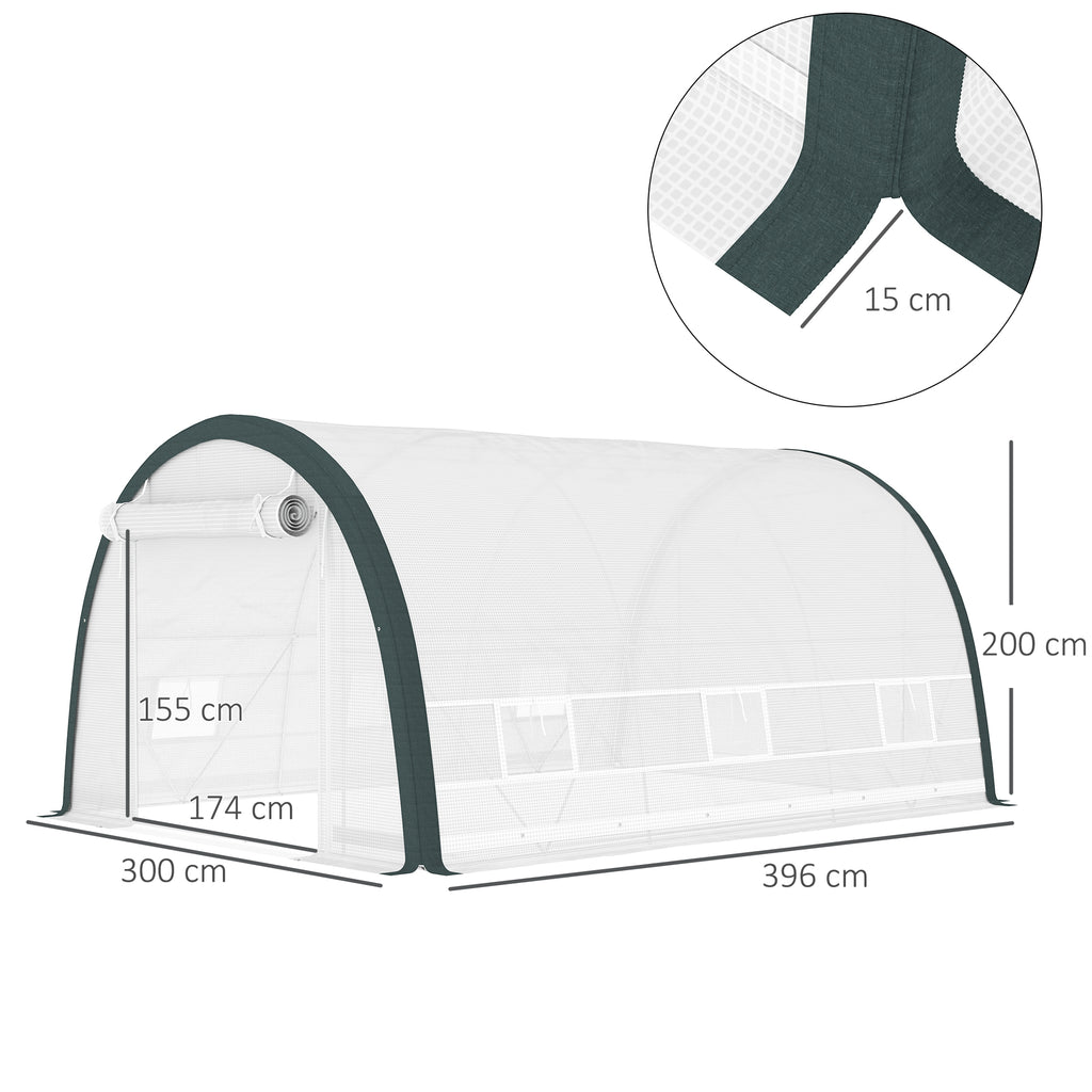 4 X 3(m) Walk-In Tunnel Greenhouse, With Accessories - White