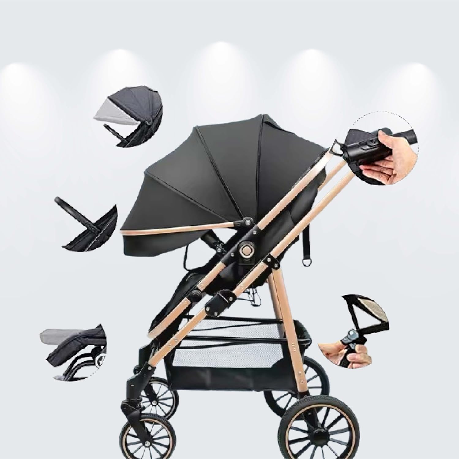 3-in-1 Pram And Pushchair Stroller With Sleeping Basket