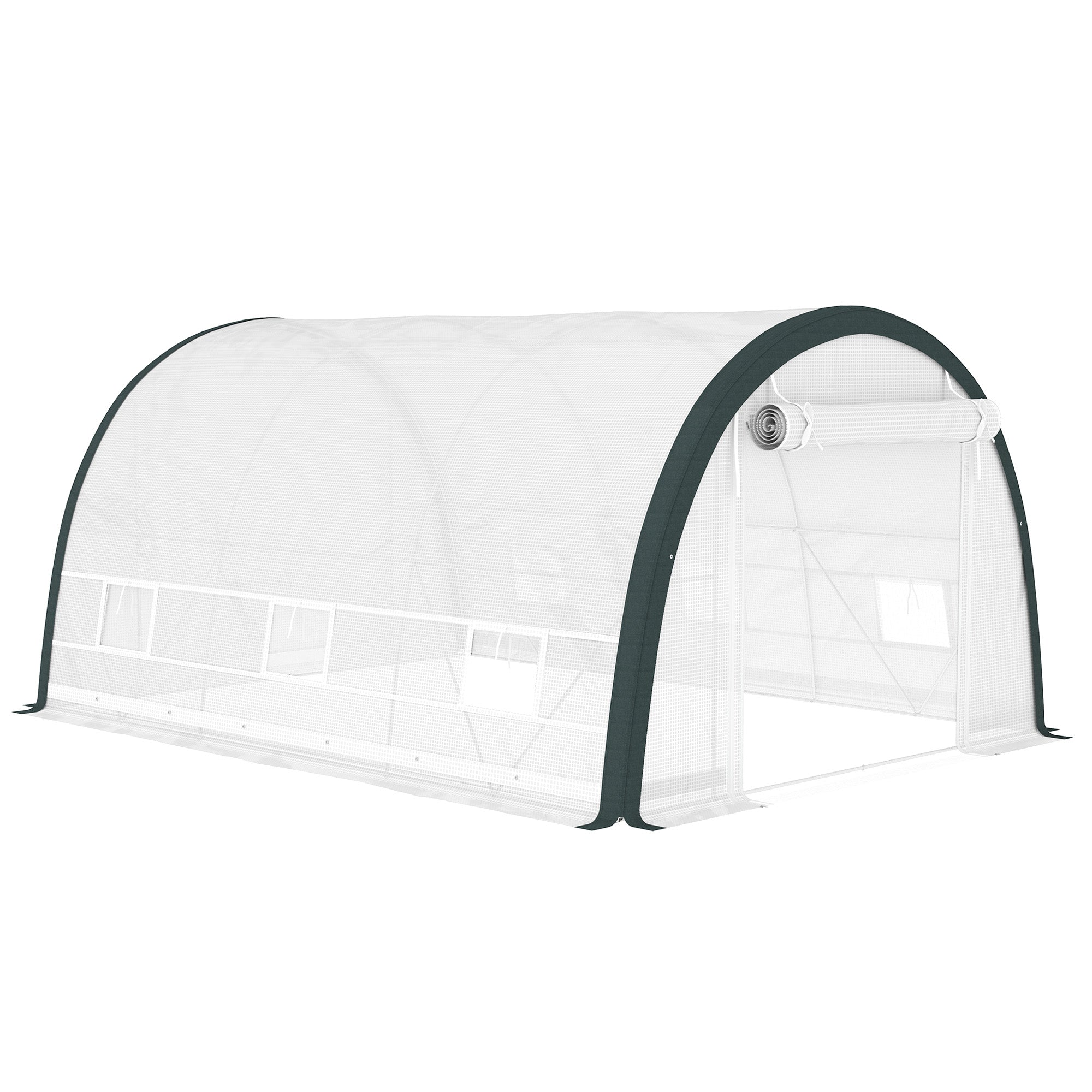 4 X 3(m) Walk-In Tunnel Greenhouse, With Accessories - White