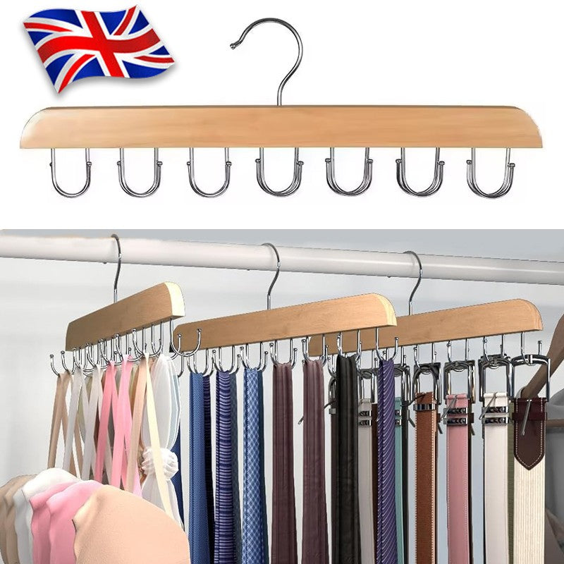 Wooden Belt Rack 14 Hooks Belt Organizer Sturdy Belt Hanger Storage Home Hang