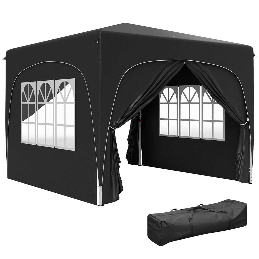 3 X 3m Pop-Up Gazebo Shelter, With Accessories - Black