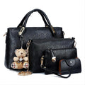 Women 4Pcs Top Handle Satchel Hobo PU Leather Handbag Set Large Tote Purse  Shoulder Bag  Card Holder