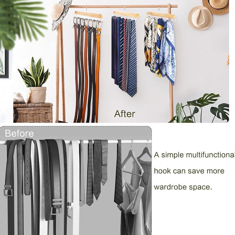 Wooden Belt Rack 14 Hooks Belt Organizer Sturdy Belt Hanger Storage Home Hang
