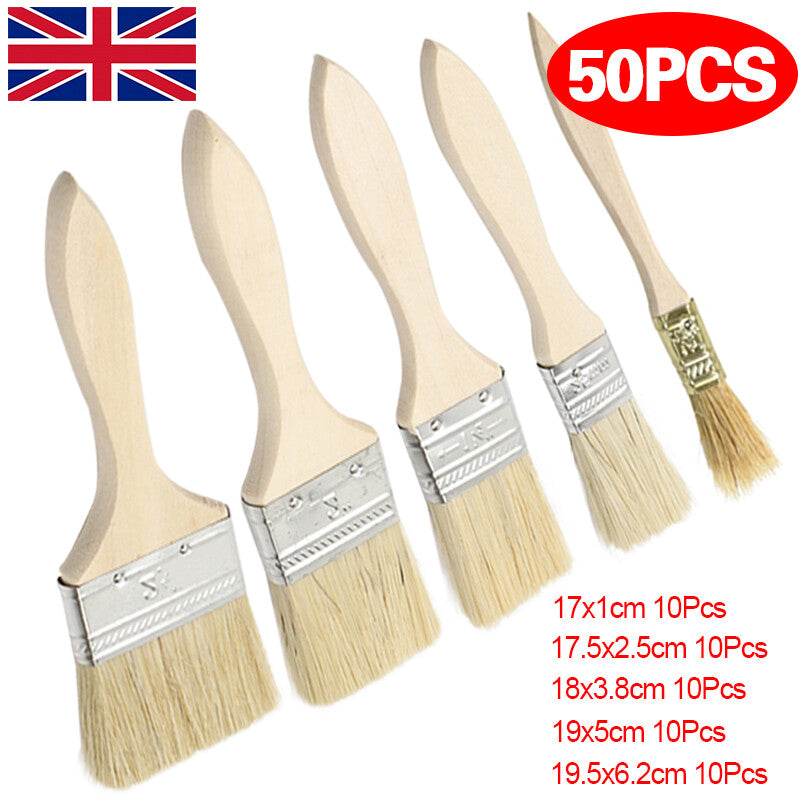 50x Economy Paint Brushes Disposable Decorating Fence Artist Paint Brushes