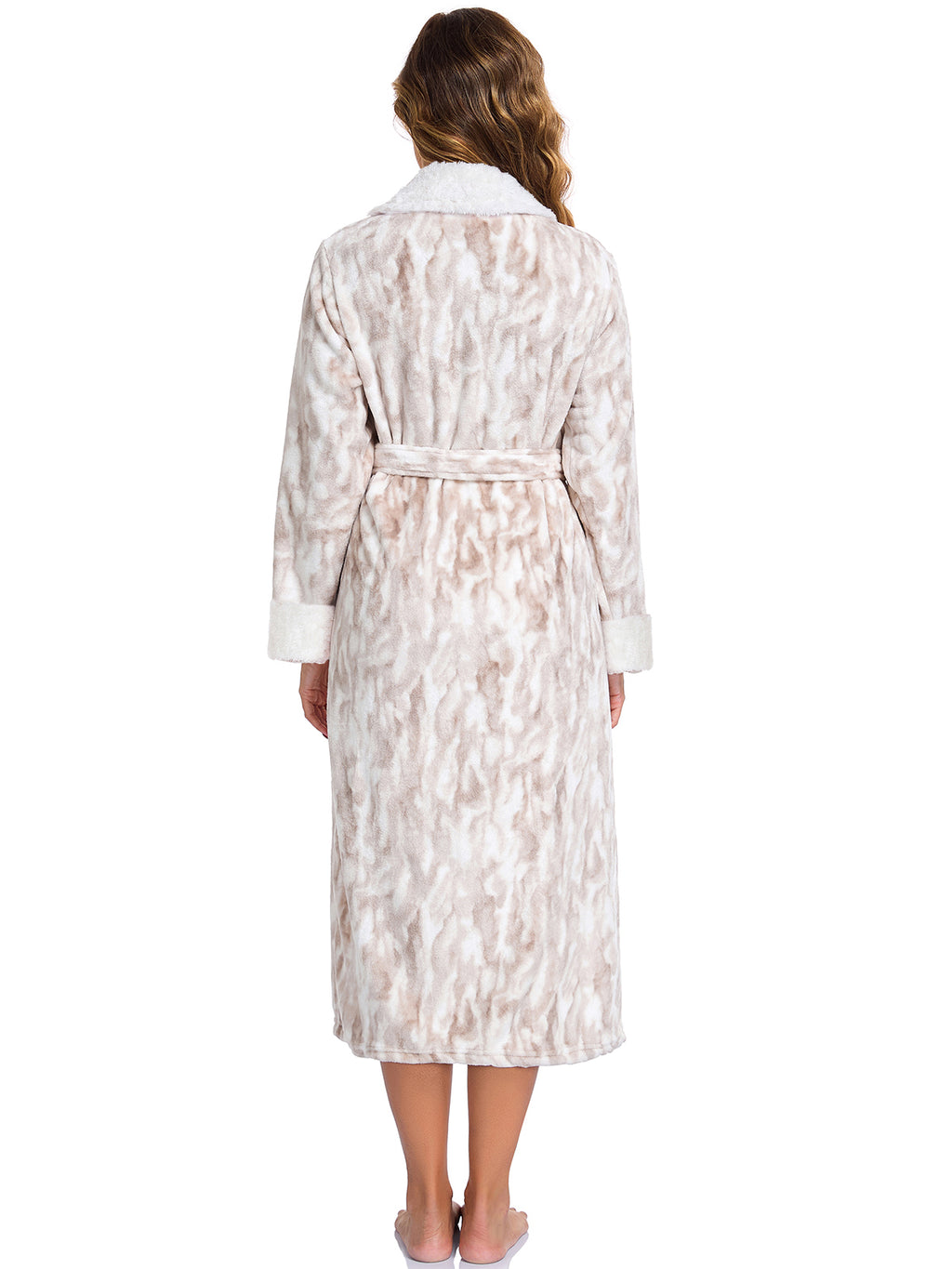 Womens Bathrobe Ladies Fleece Plush Warm Long Robes Fleece Nightgown Sleepwear