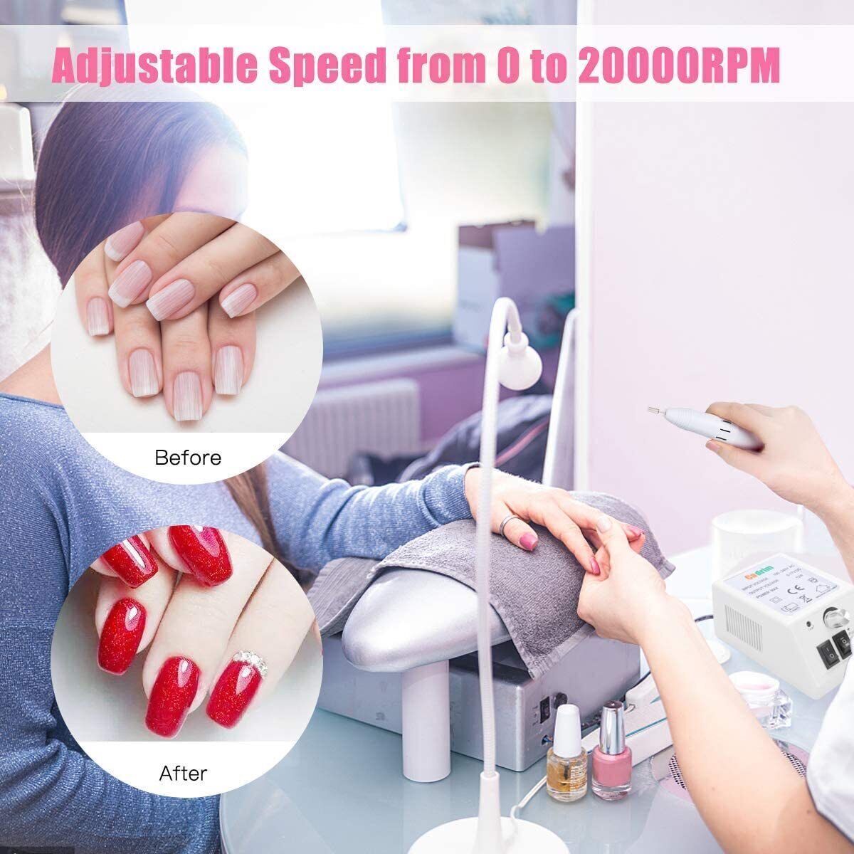 Electric Nail Art File Drill Machine Professional Manicure Pedicure False Set UK