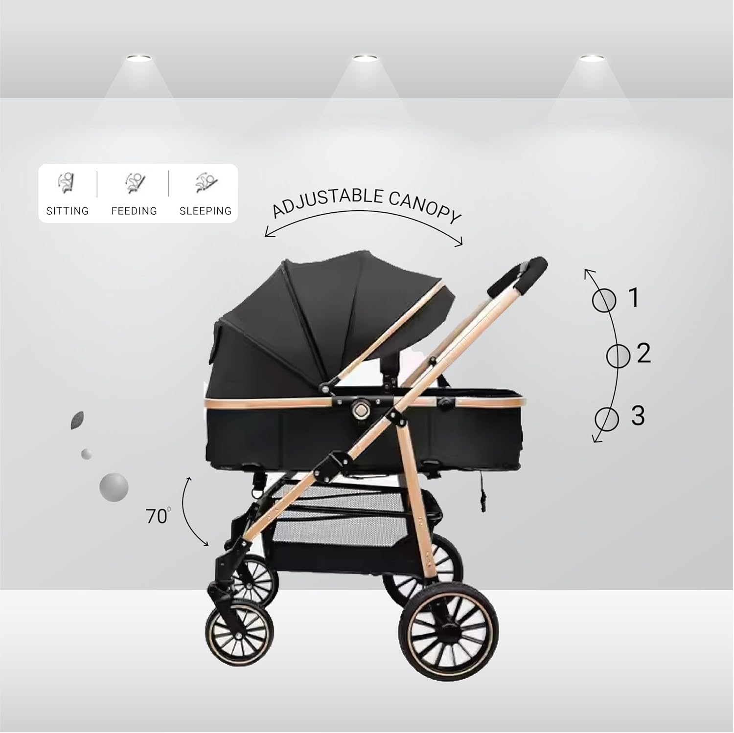 3-in-1 Pram And Pushchair Stroller With Sleeping Basket