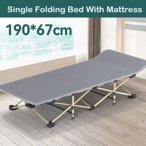 Heavy Duty Single Folding Bed Camping Travel Guest Lightweight