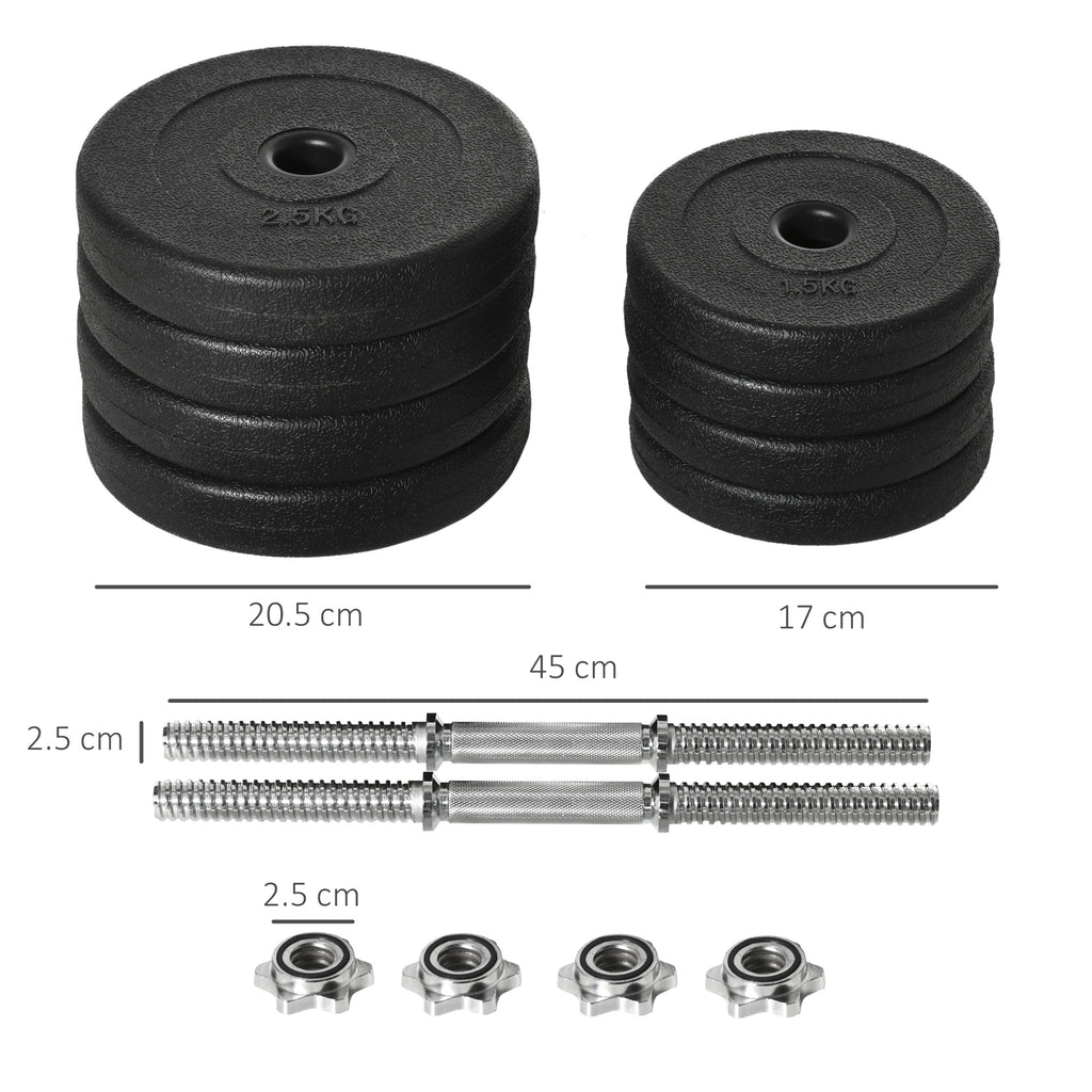 20KG Adjustable Weights Dumbbells Set, Dumbbell Hand Weights For Home Office Gym Body Fitness Lifting Training, Black