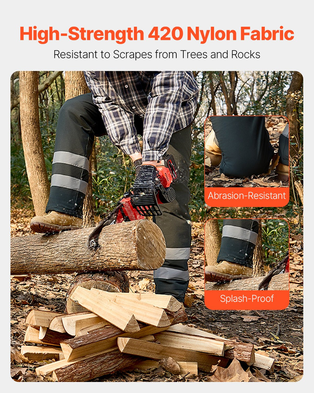 Chainsaw Chaps Wrap, Class A, 8 Layers Chainsaw Pants With Adjustable Belt & Gear Pocket, Chain Saw Chaps For Men/Women, Chainsaw Safety Equipment For Loggers Forest Workers Large Black