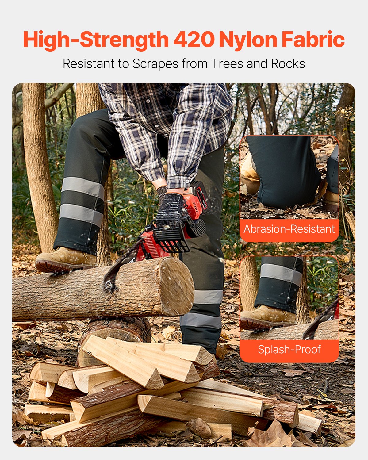 Chainsaw Chaps Wrap, Class A, 8 Layers Chainsaw Pants With Adjustable Belt & Gear Pocket, Chain Saw Chaps For Men/Women, Chainsaw Safety Equipment For Loggers Forest Workers Large Black