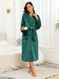 Womens Bathrobe Ladies Fleece Plush Warm Long Robes Fleece Nightgown Sleepwear