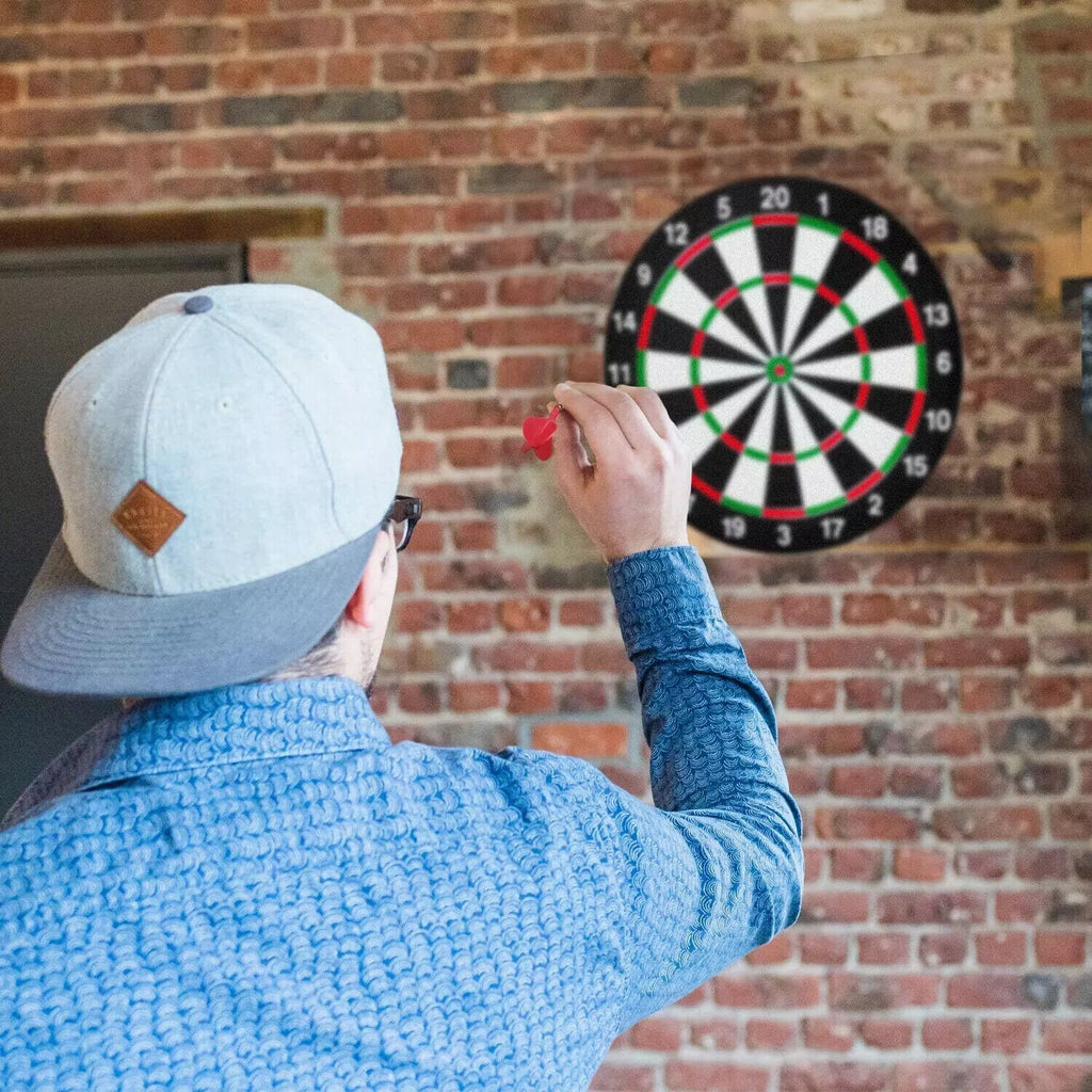 SIZE 17  DARTBOARD SET 6 DARTS  FAMILY DART BOARD GAME ADULTS KIDS XMAS