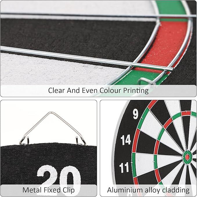 FULL SIZE 17 DARTBOARD SET 6 DARTS  FAMILY DART BOARD GAME ADULTS KIDS XMAS