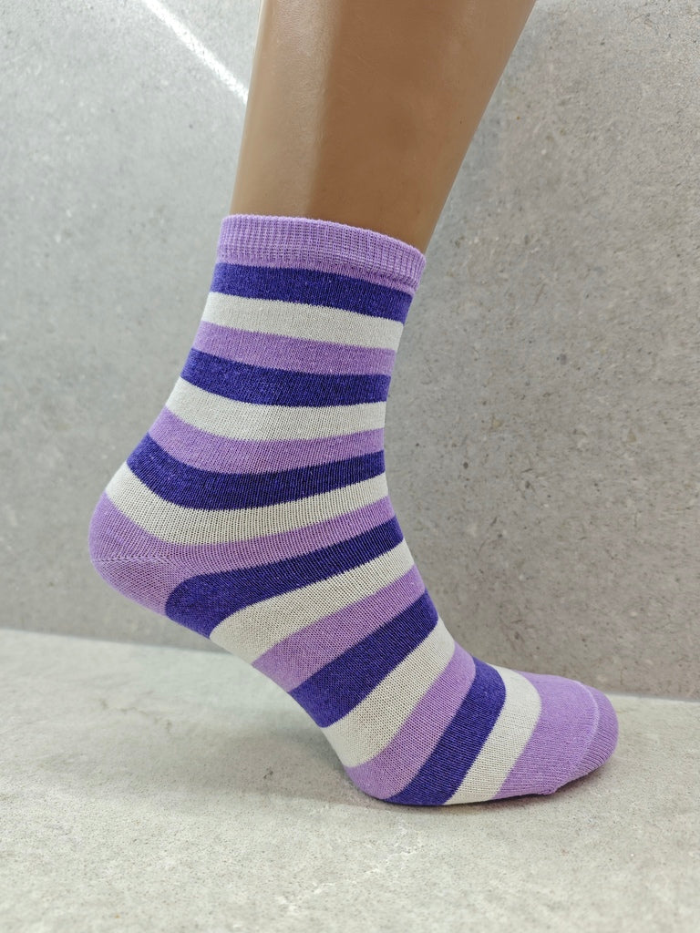 Pack Of 6 12 24 Pairs Womens Colourful Striped Socks