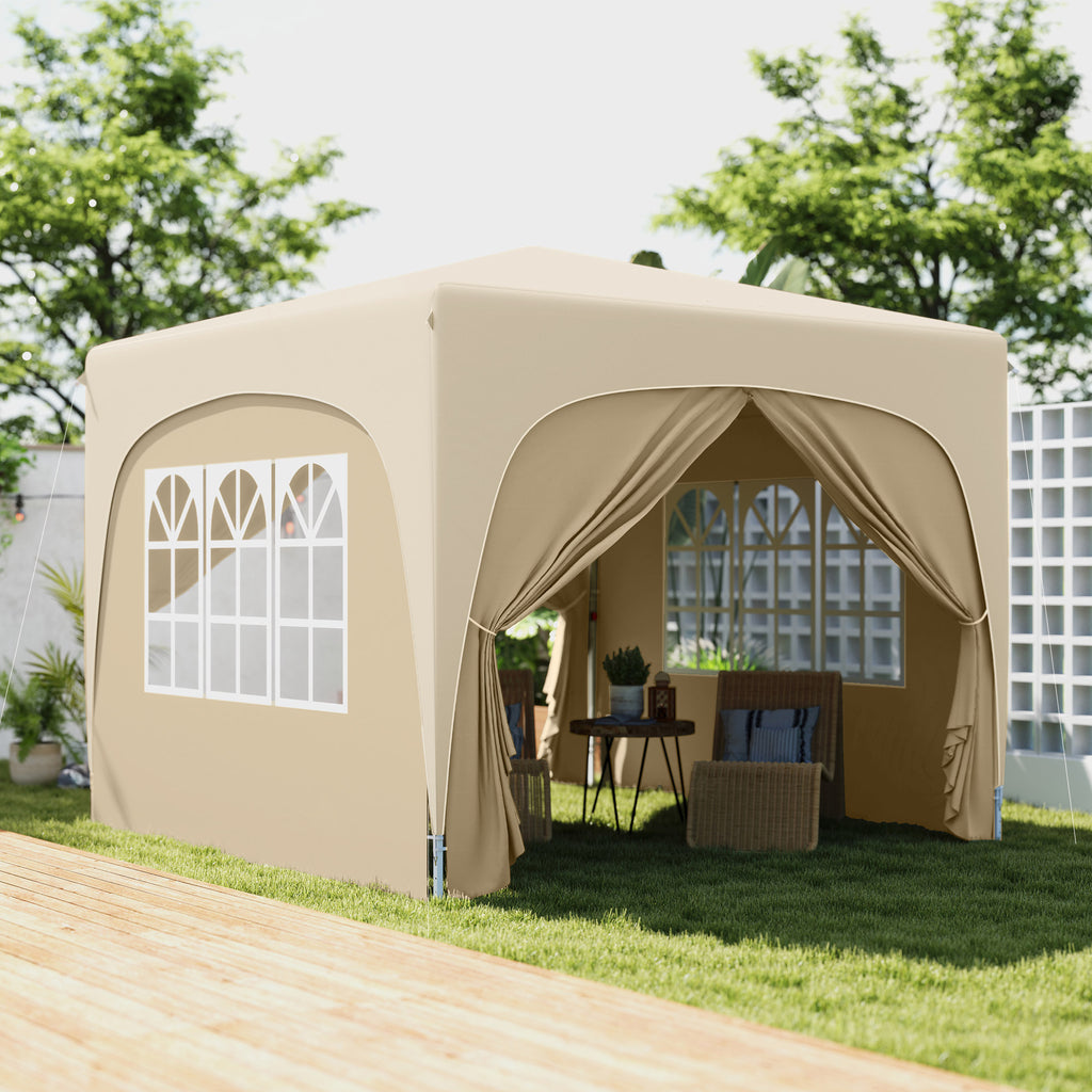 3 X 3m Pop-Up Gazebo Shelter, With Accessories - Sand