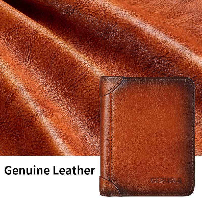 Mens Wallet Genuine Leather RFID Card Holders Cowhide Zip Coin Pocket Wallets For Men