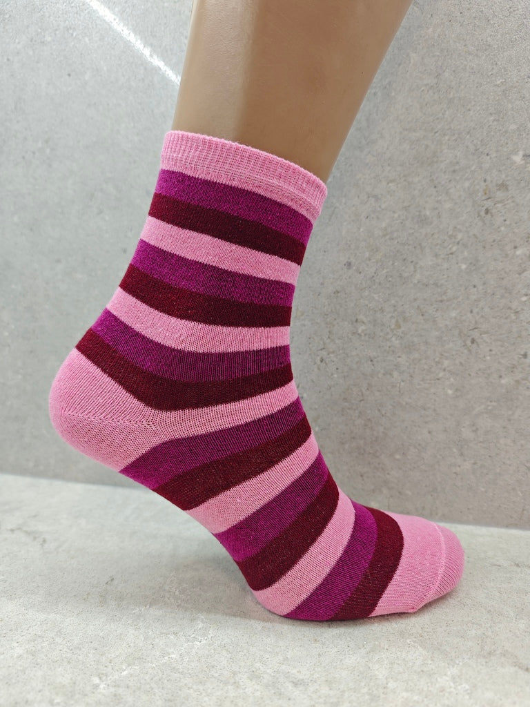 Pack Of 6 12 24 Pairs Womens Colourful Striped Socks