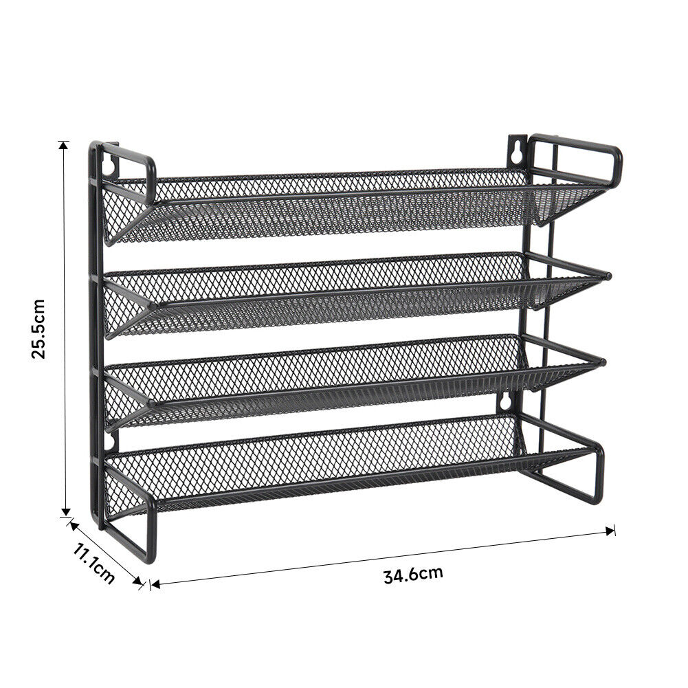 4 Tiers Metal Spice Rack Kitchen Countertop Cupboard Spice Herb Jar Storage Shelf