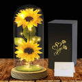 Mothers Day Gifts From Daughter Son, Eternal Sunflowers In Glass Dome With LED Lights & Gift Box, Unique Birthday Gifts For Women, Artificial Flowers Home Decor For Mum, Grandma, Wife - Sunflower Gift