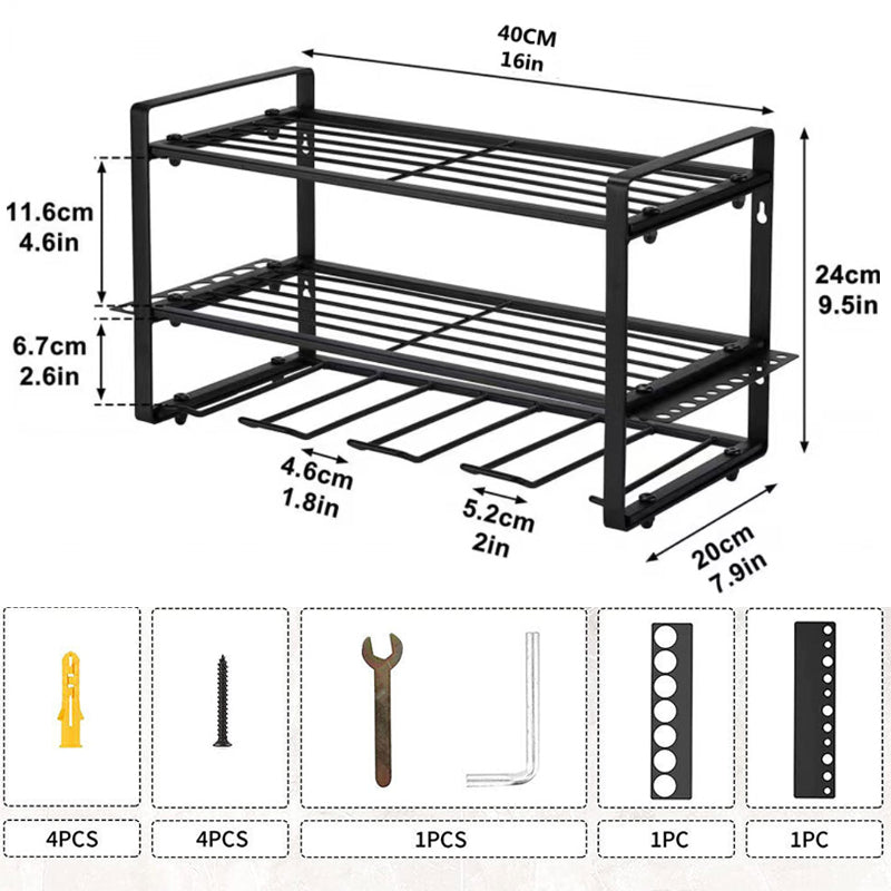 Power Tool Storage Electric Drill Rack Wall Mount Workshop Garage Tool Organizer