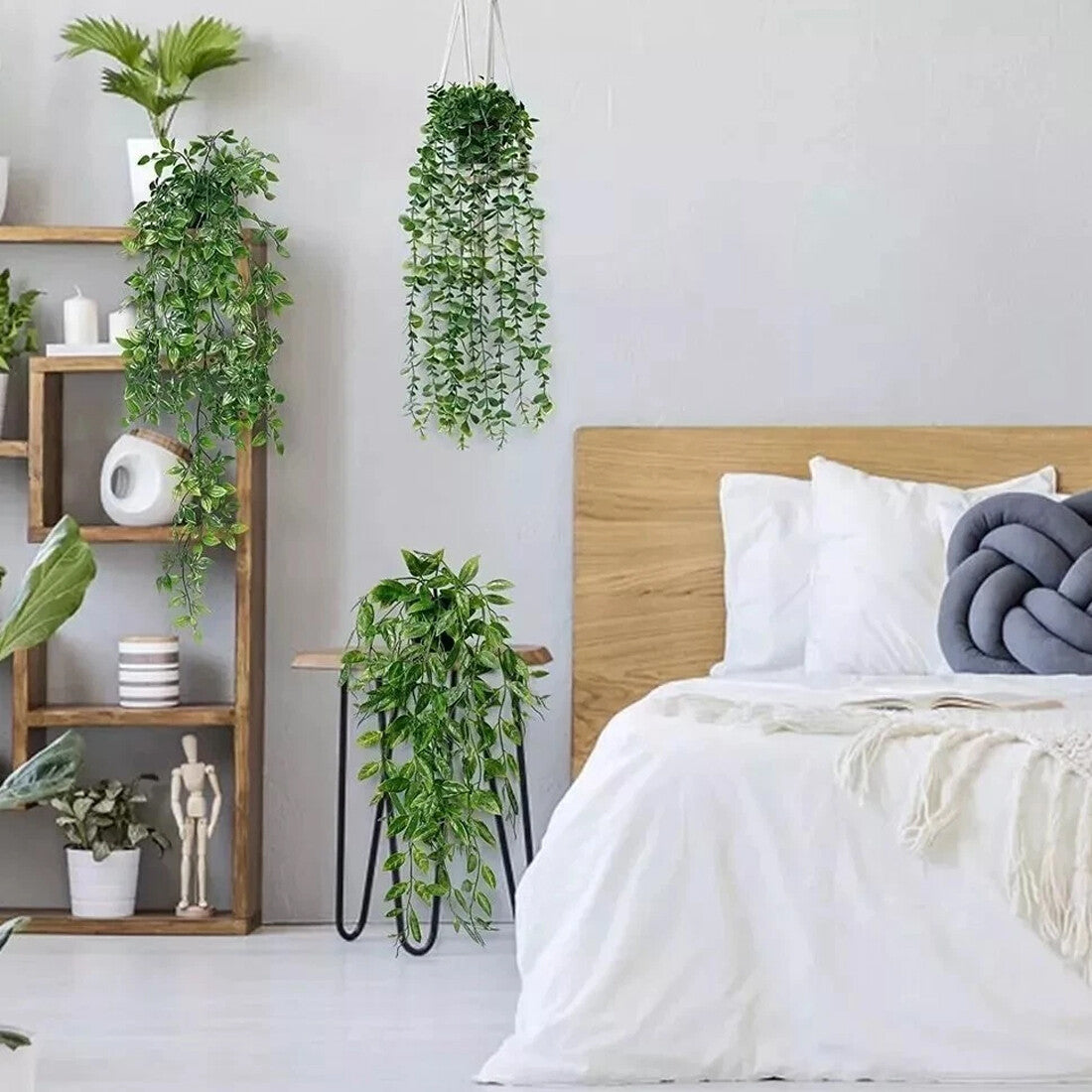3 Pack Artificial Hanging Plants In Pots Indoor Fake Trailing Plants Home Room UK NEW