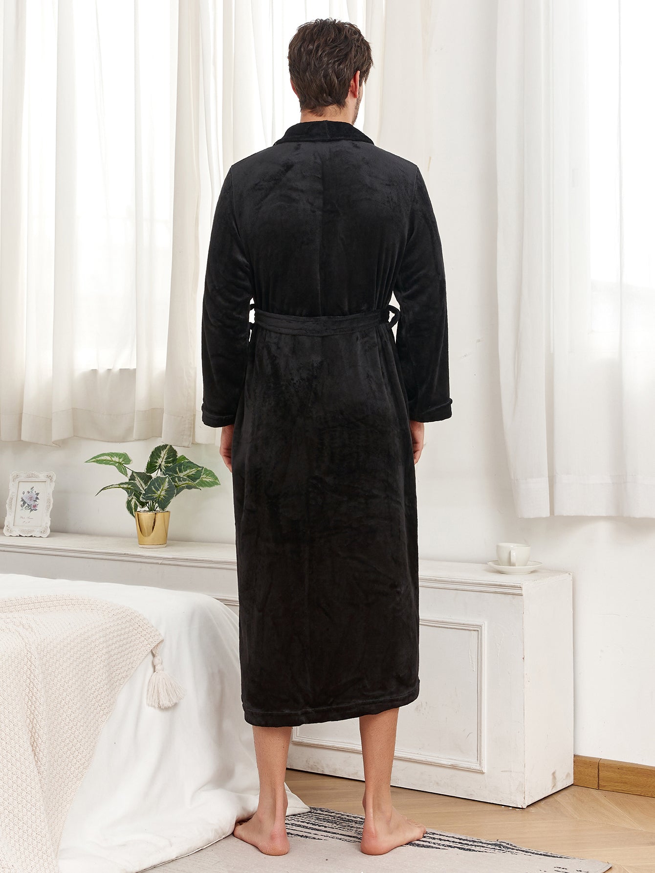Mens / Womens Bathrobe Ladies Fleece Plush Warm Long Robes Fleece Nightgown Sleepwear